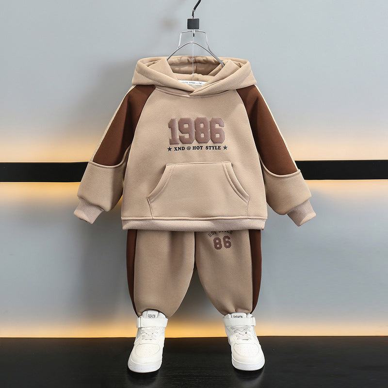 Boys Spring Autumn Hooded Sweatshirt Set Stylish Casual Kids Fashion Clothes