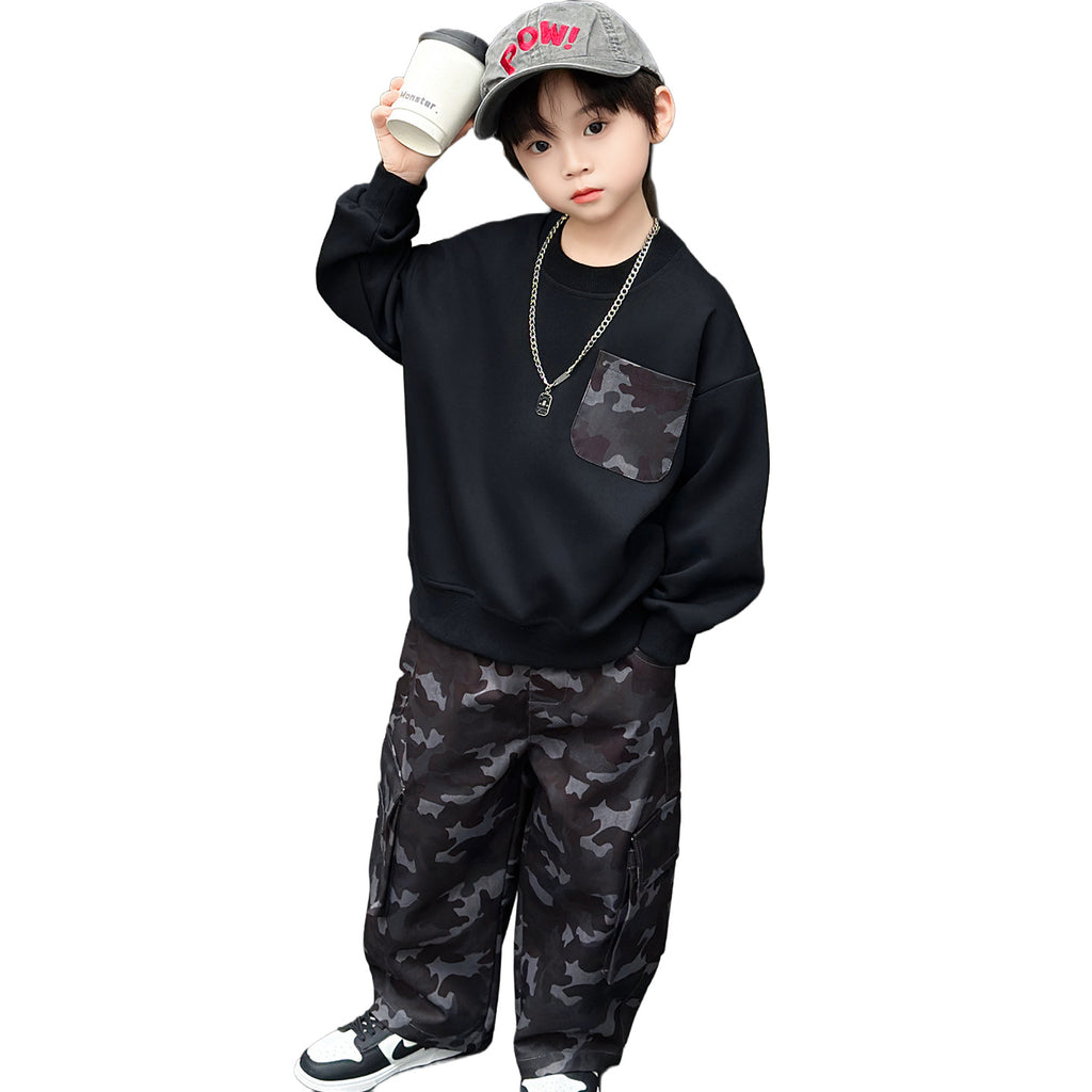 Boys Autumn Camouflage Hoodie and Pants 2-Piece Set