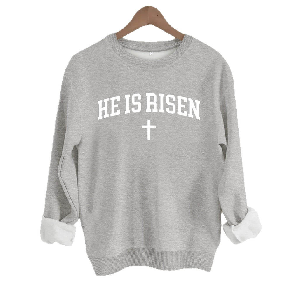 Letter printed round neck fleece hoodie