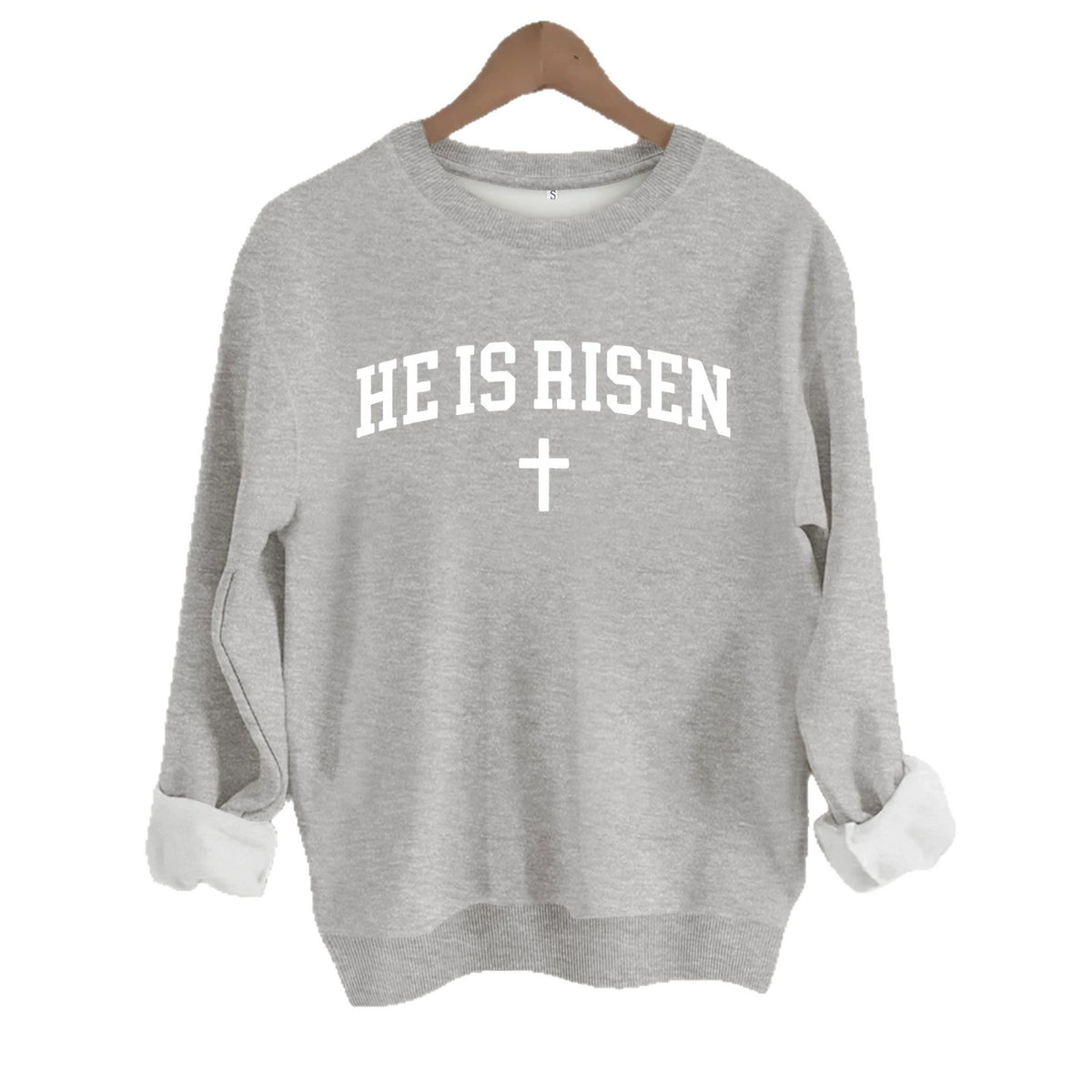 Letter printed round neck fleece hoodie