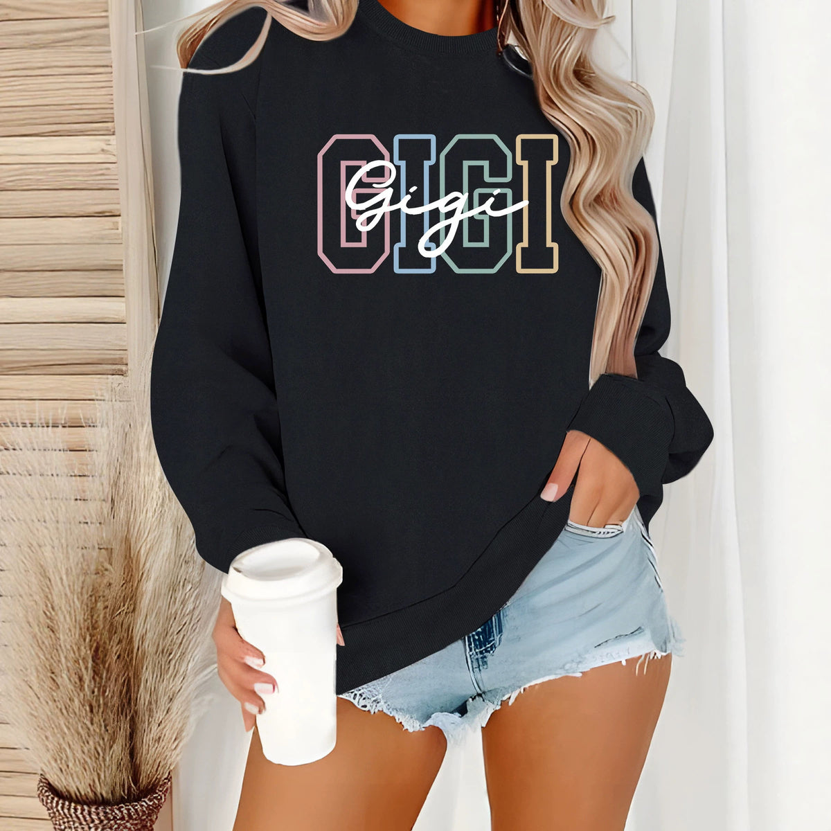 Round neck fleece hoodie