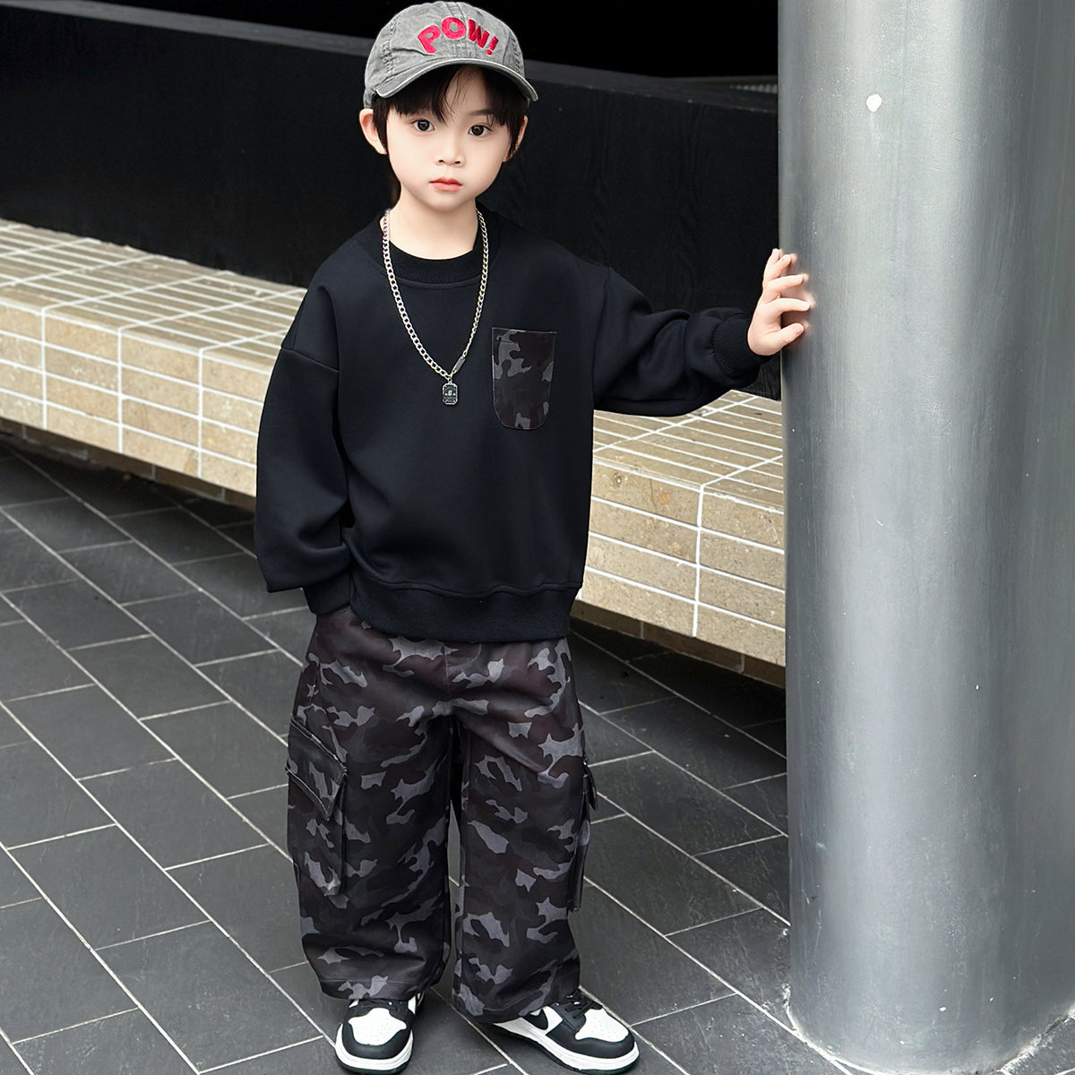 Boys Autumn Camouflage Hoodie and Pants 2-Piece Set