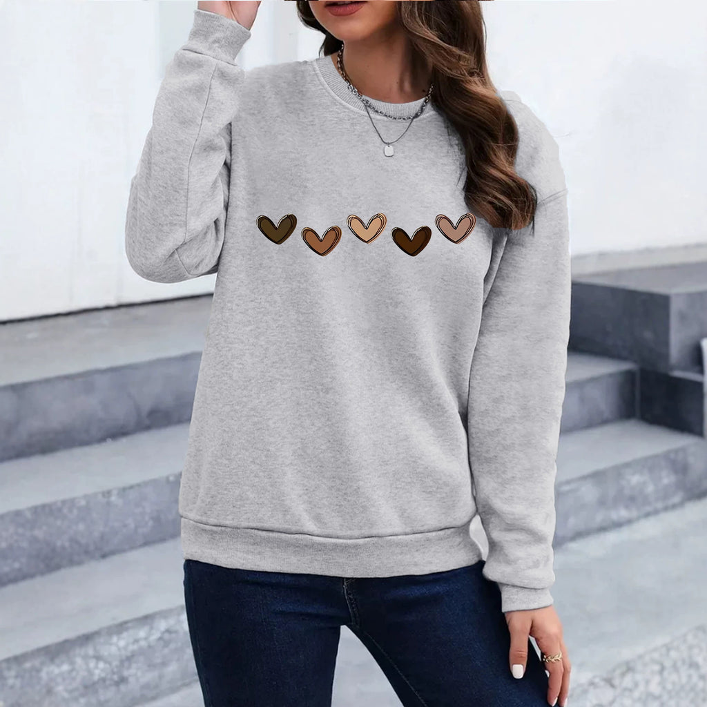 Heart printed loose hoodie