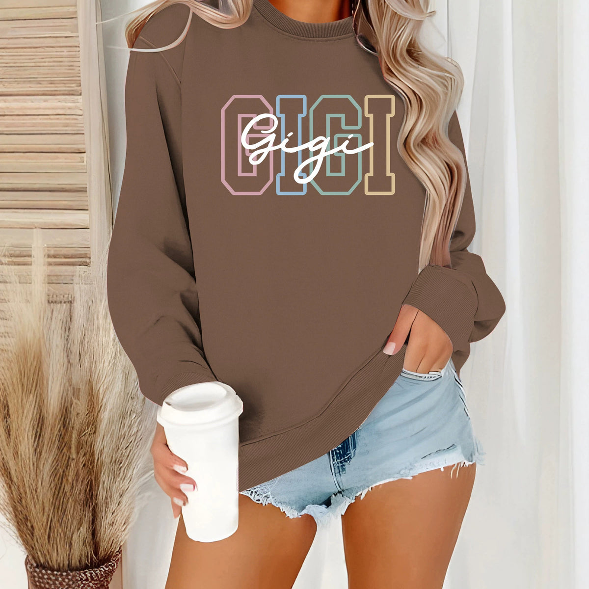 Round neck fleece hoodie