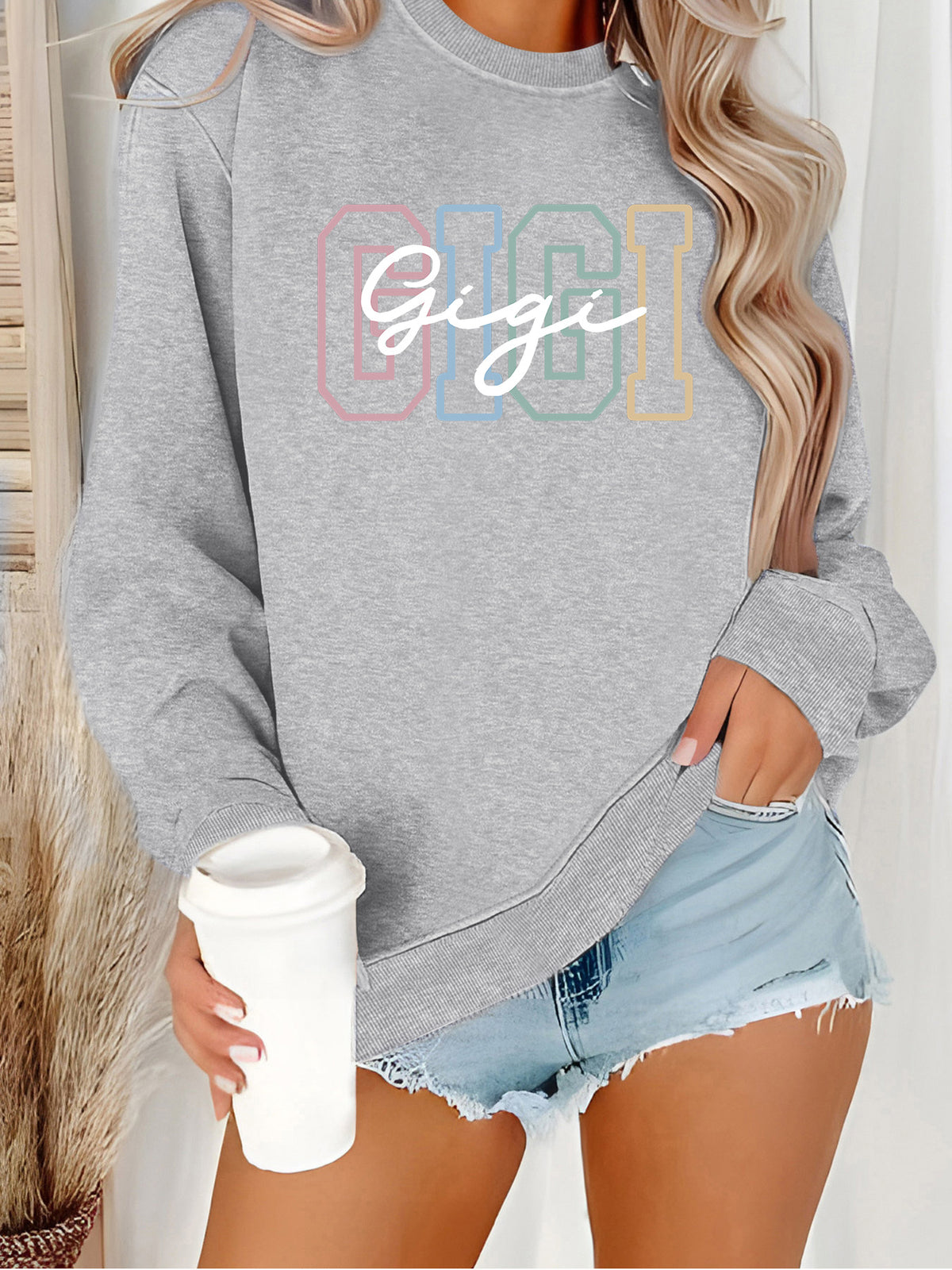 Round neck fleece hoodie