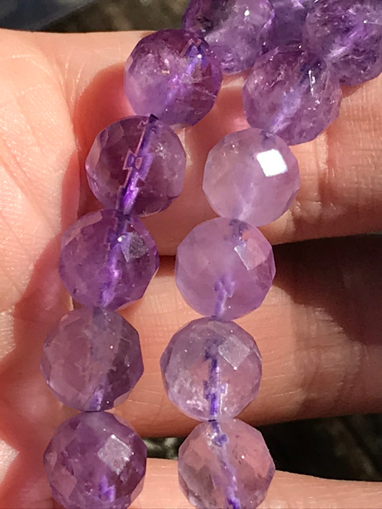 Amethyst 8mm Faceted Bracelet for Spiritual Support, Stretchy