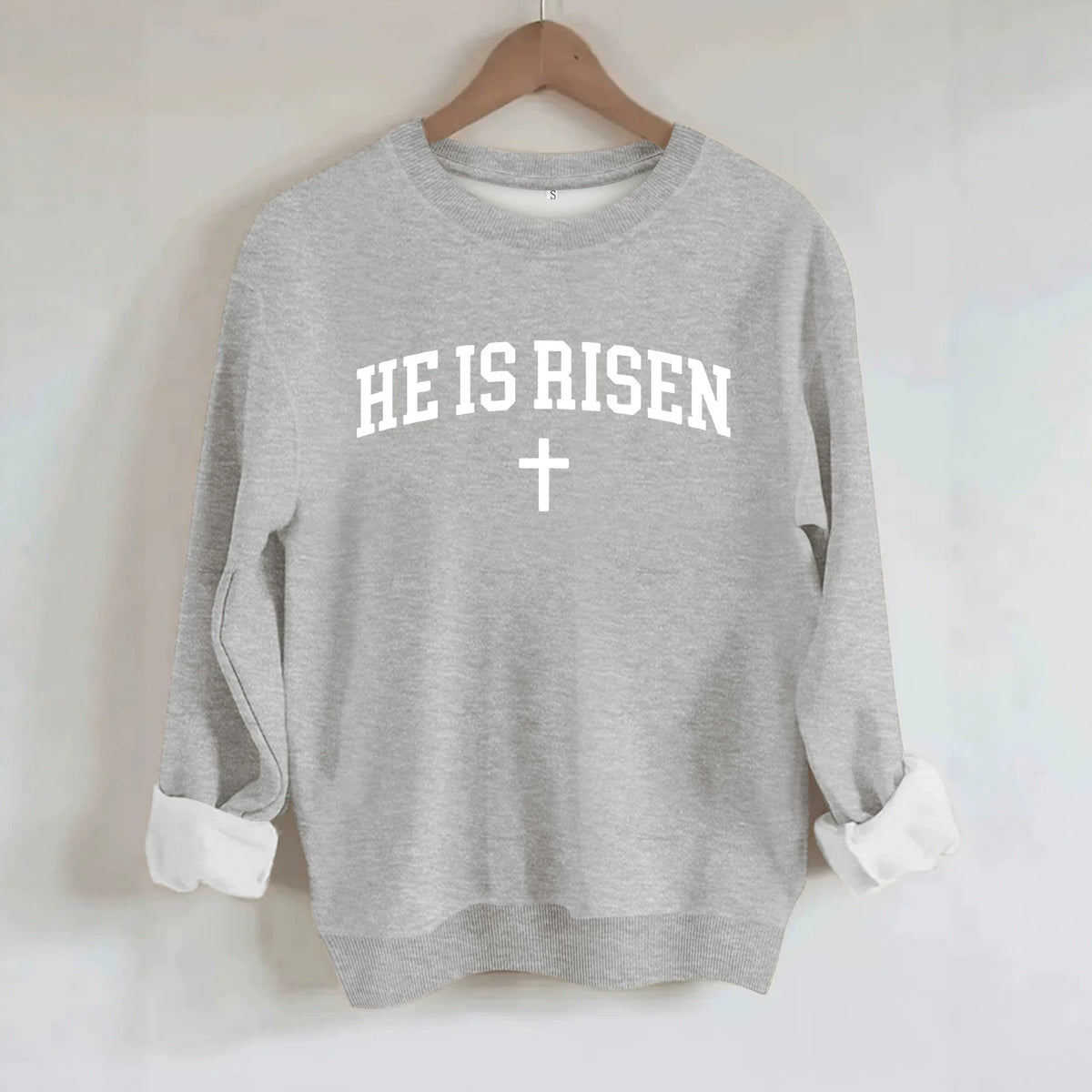 Letter printed round neck fleece hoodie