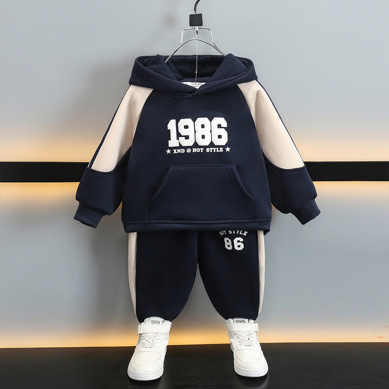 Boys Spring Autumn Hooded Sweatshirt Set Stylish Casual Kids Fashion Clothes