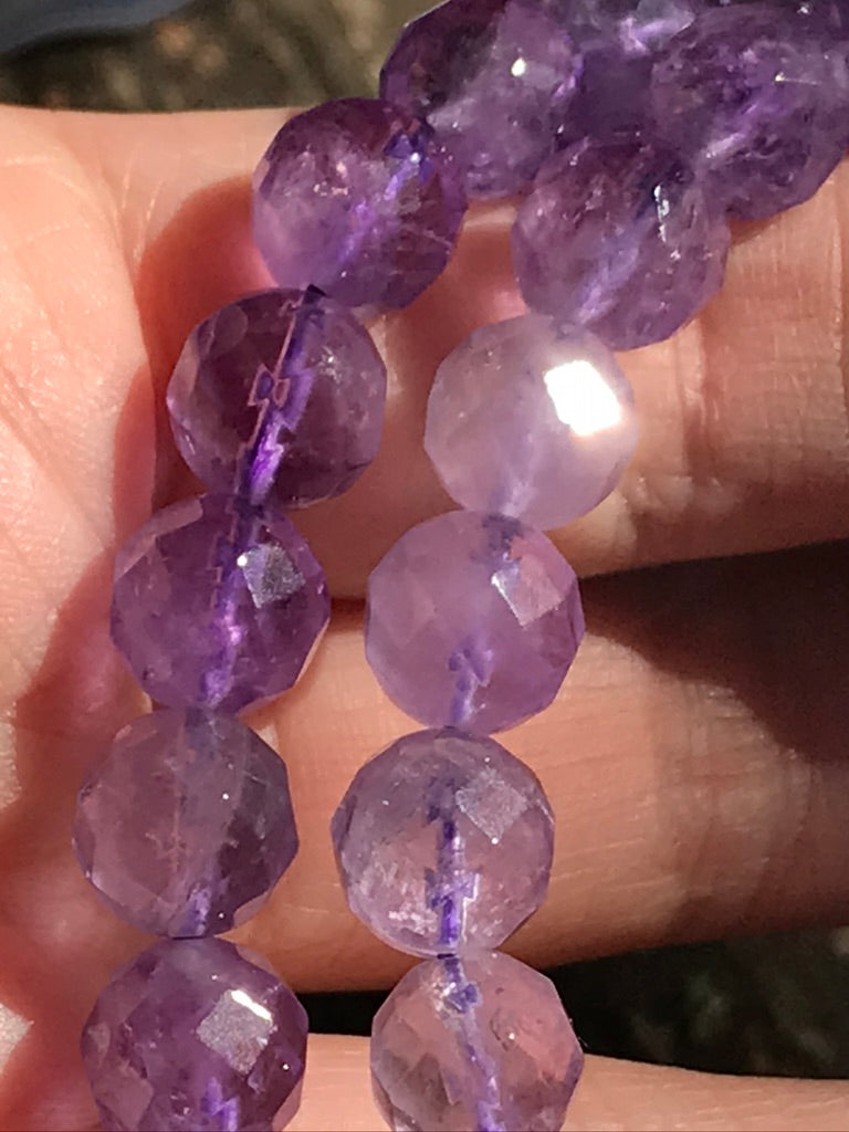 Amethyst 8mm Faceted Bracelet for Spiritual Support, Stretchy
