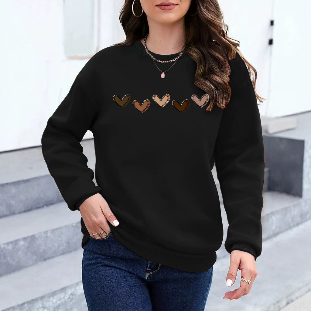 Heart printed loose hoodie
