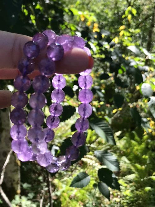Amethyst 8mm Faceted Bracelet for Spiritual Support, Stretchy