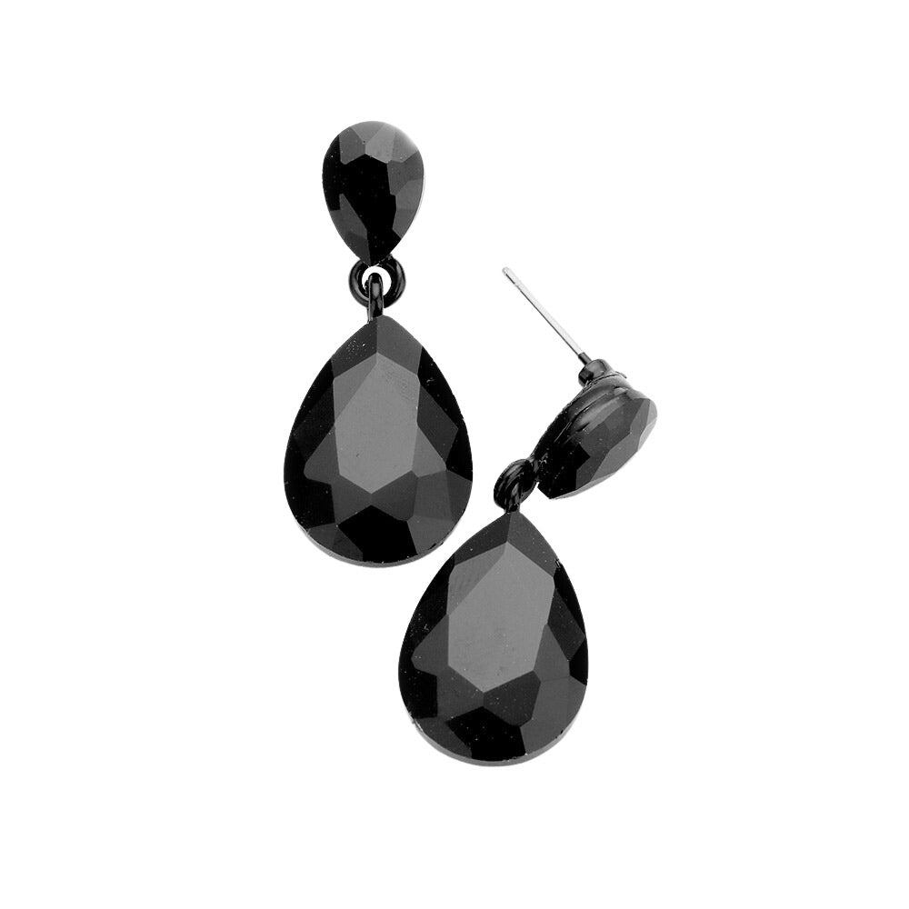 Women's Glass Crystal Teardrop Dangle Earrings