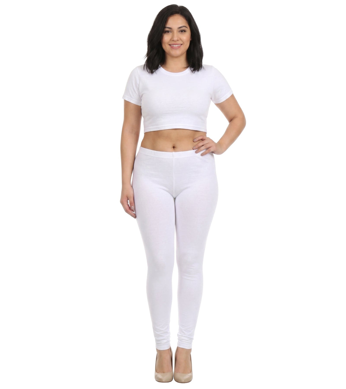 Sakkas Cotton Blend Solid Color Footless Stretch Leggings - Made in USA