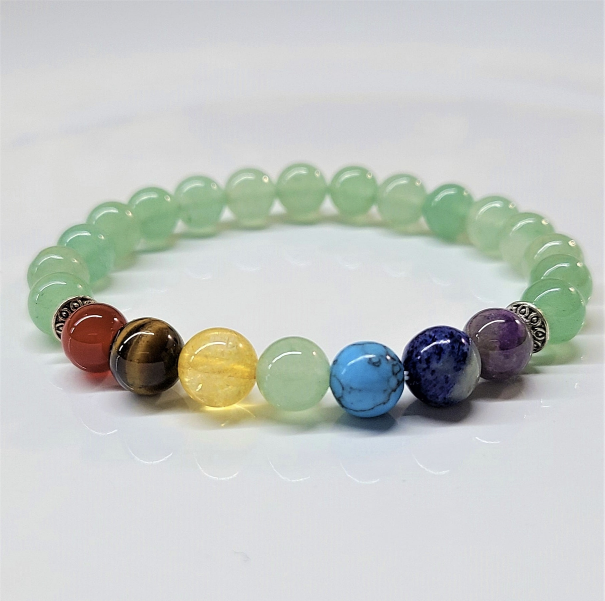 Green Aventurine Chakra Round Bead Bracelet 8mm - Stone of Opportunity