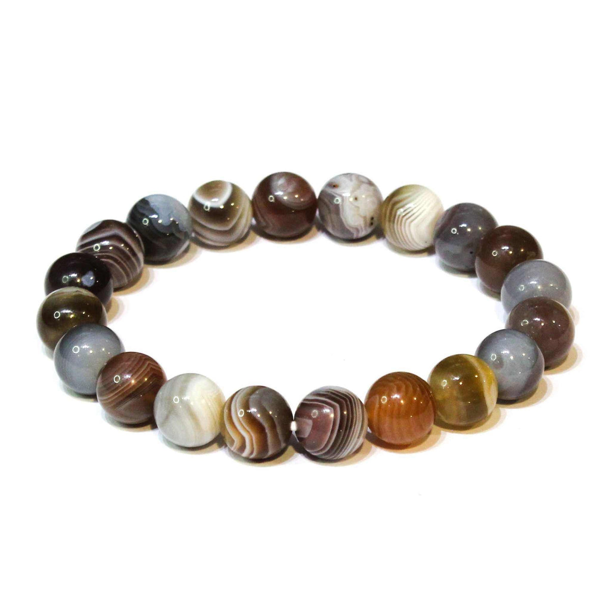 Botswana Agate Round Bead Bracelet